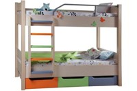 Кровать № 3 (дуб белфорд/эвкалипт/синий/оранжевый). Цветные МДФ детали.